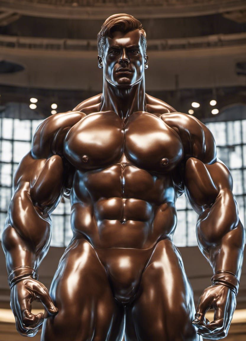 Glass Bodybuilder Flexing Muscular Physique