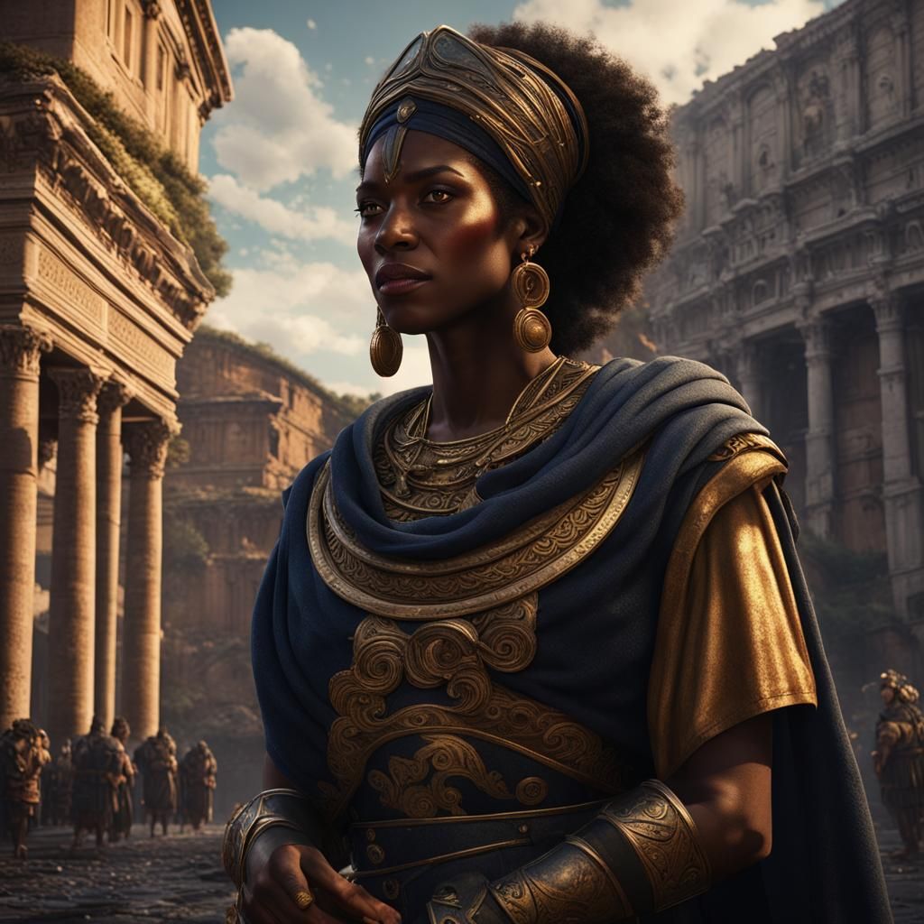 a roman black woman in the city of  Rome