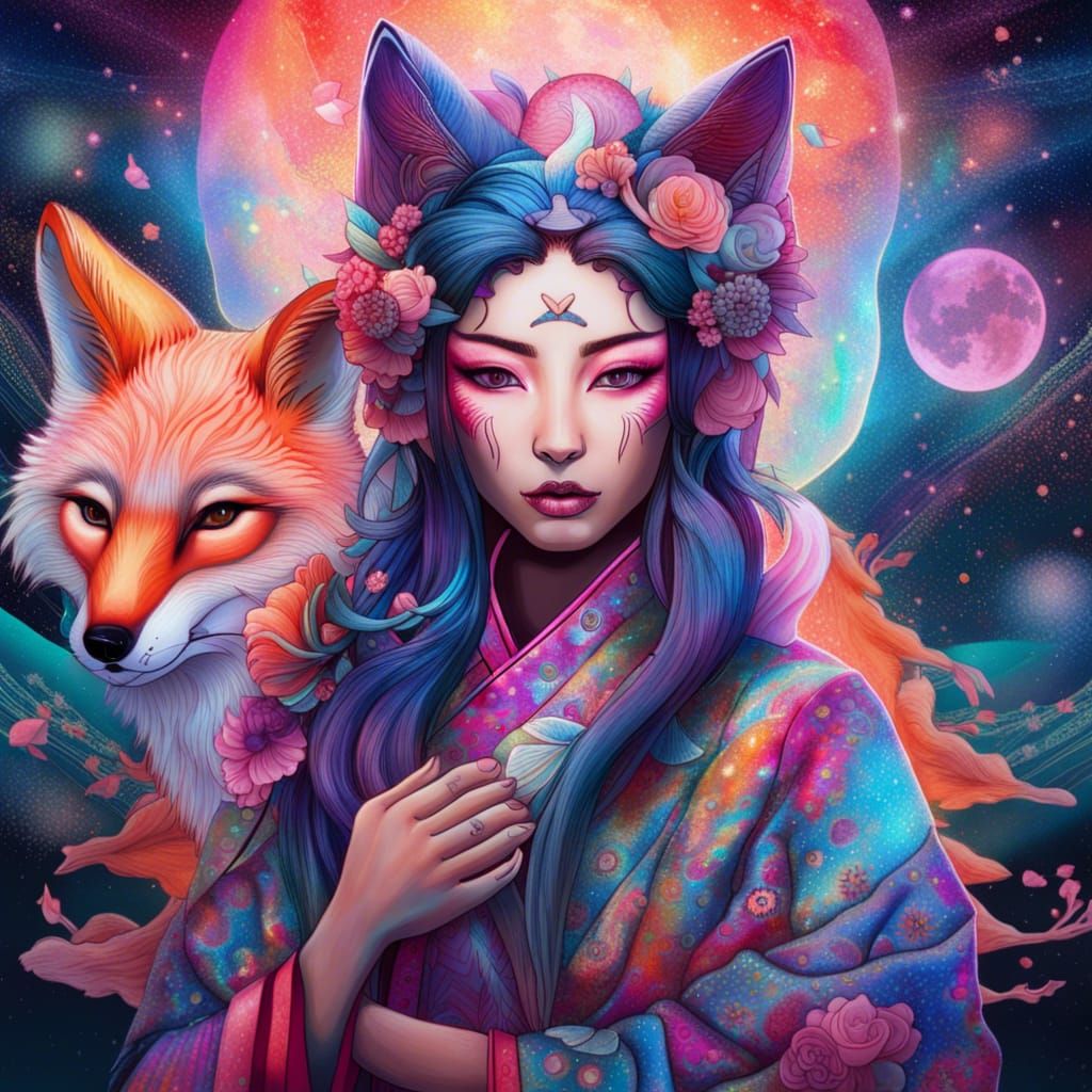 Galactic Geisha Fox of the Cosmos - AI Generated Artwork - NightCafe ...