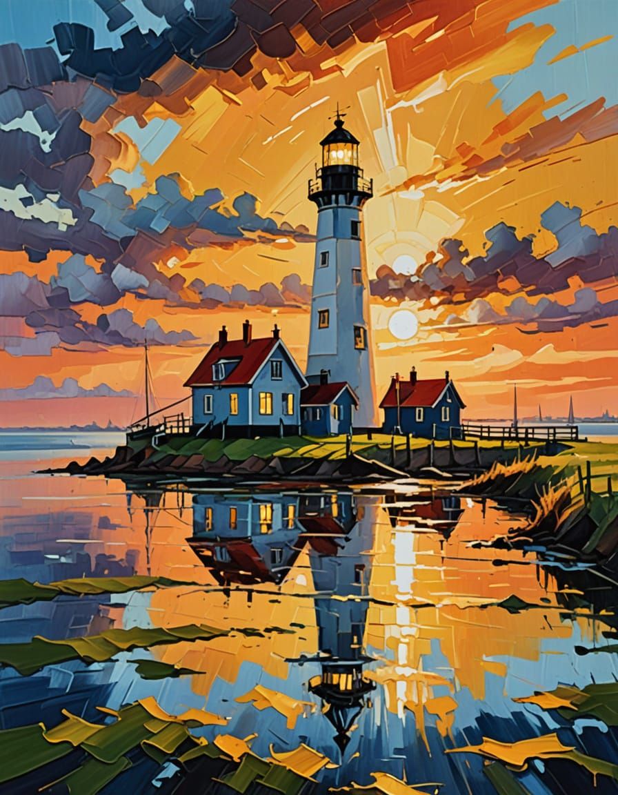 Dutch Lighthouse at Sunset  by @VC Gates