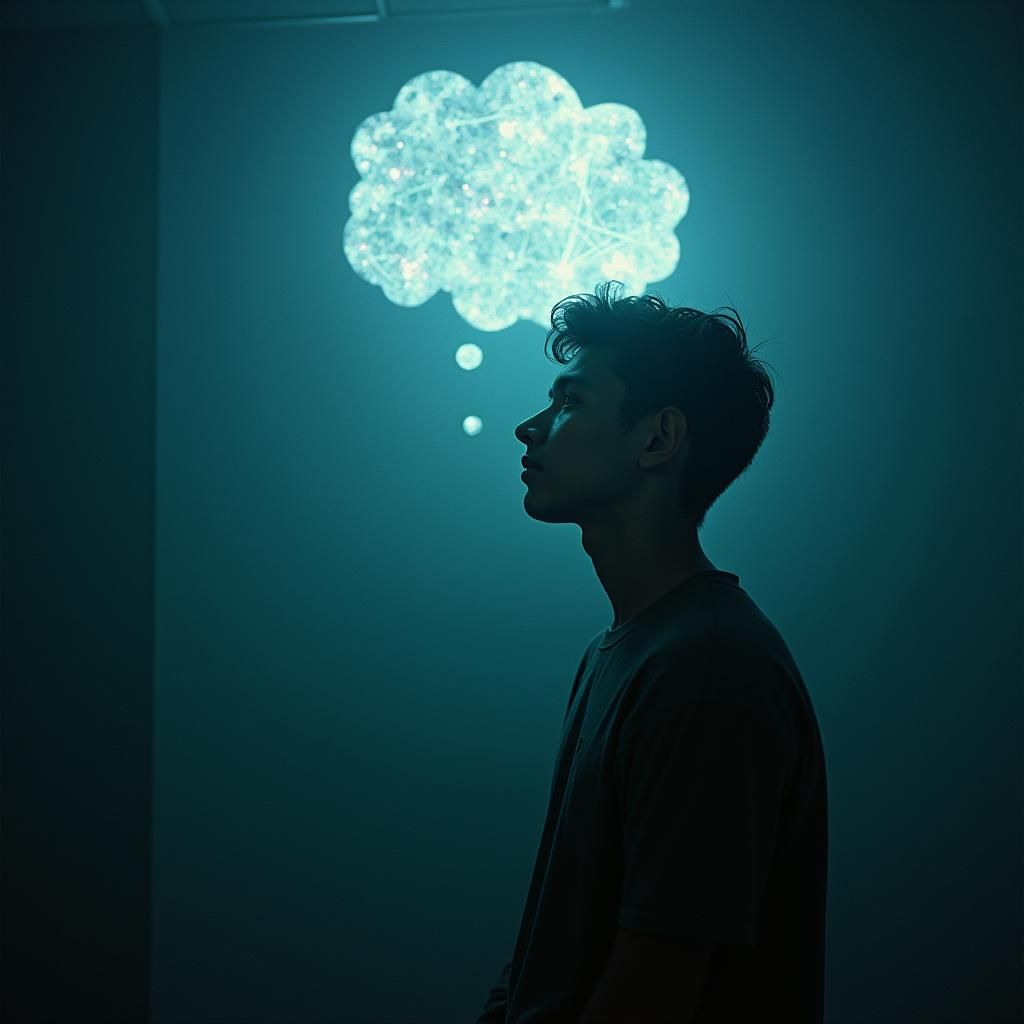 Young person thinking about technology