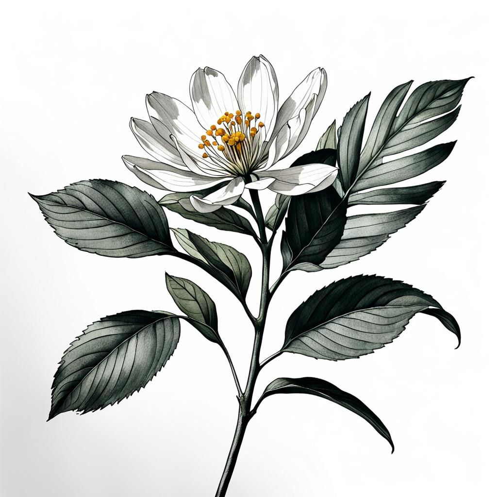 Ink drawing of a flower