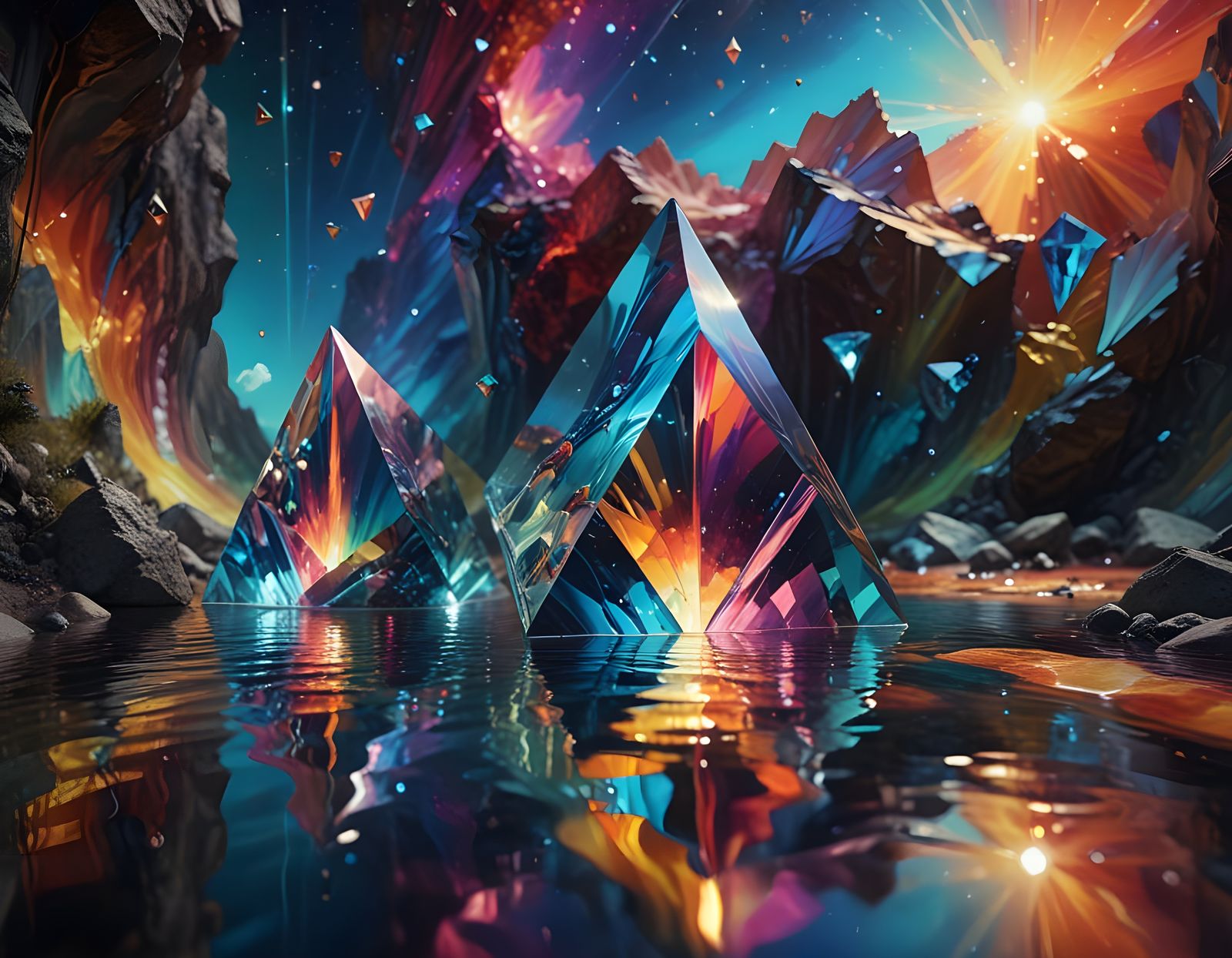 Prisms in a surreal place.   by @Skyalia