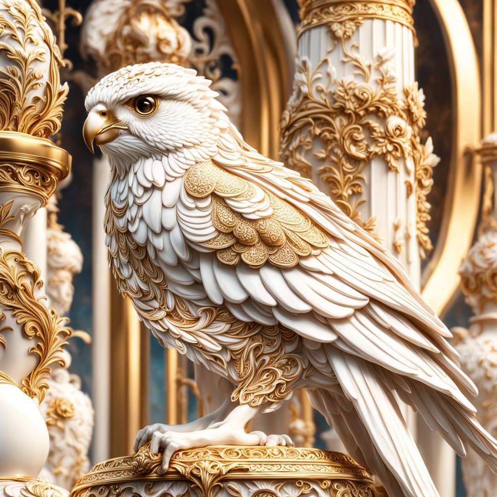 Porcelain and Gold Kestrel  by @Phalaris