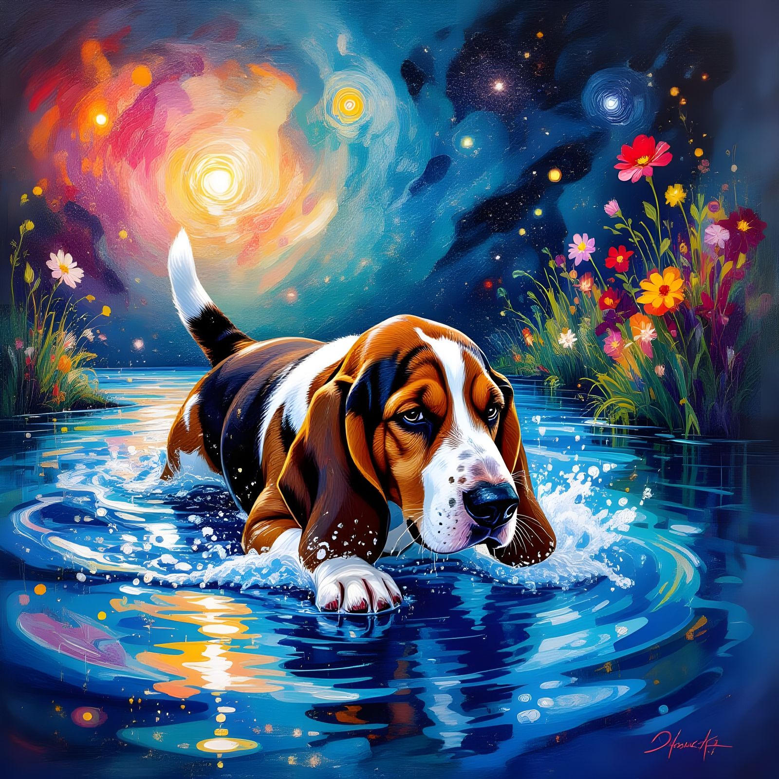 Basset hound on an adventure  by @JuhJuh