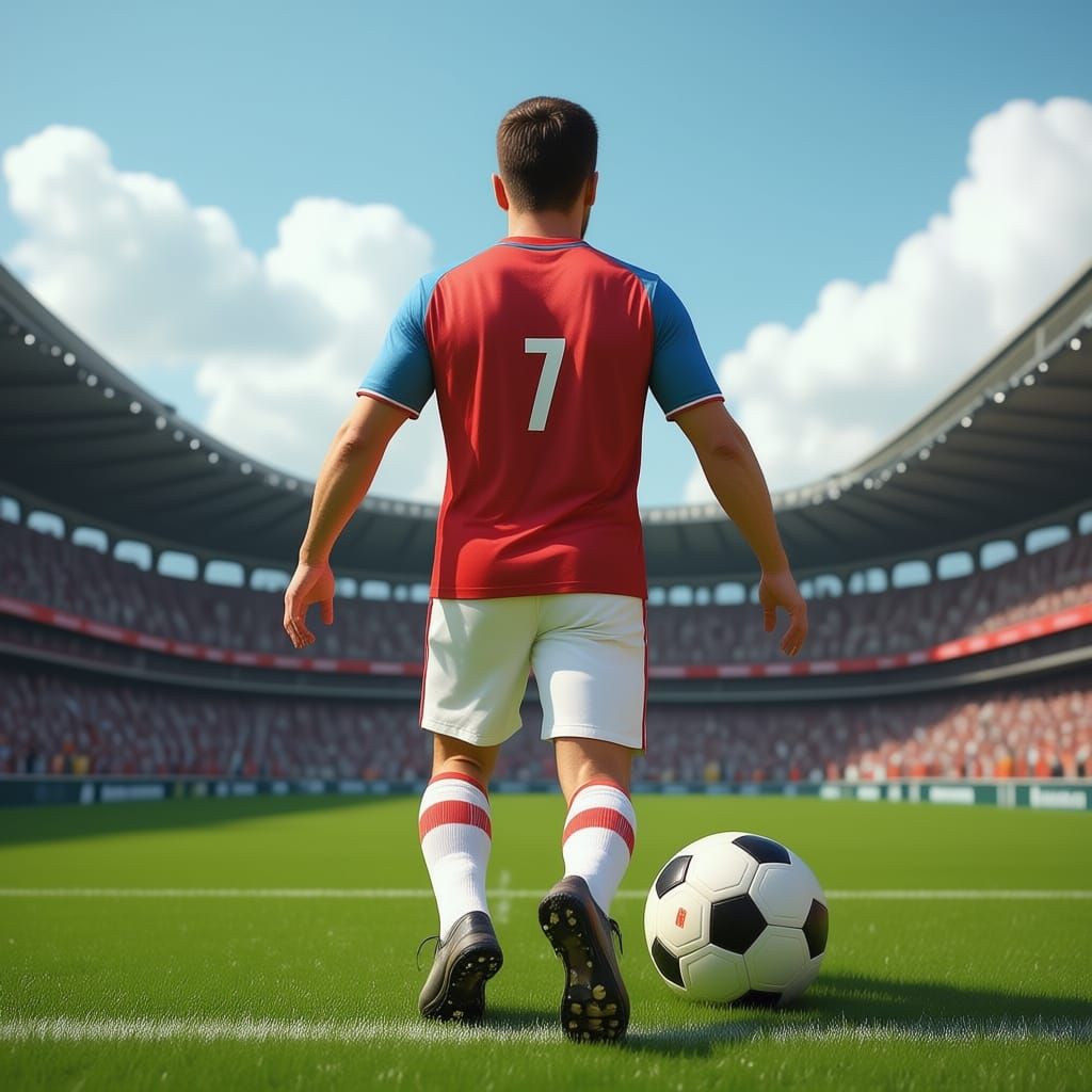 A football with a football goal with ronaldo doing the sui and Ishowspeed joining him and the clouds look like a football match and it barel...