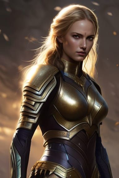 Warrior girl with wavy blonde hair 126