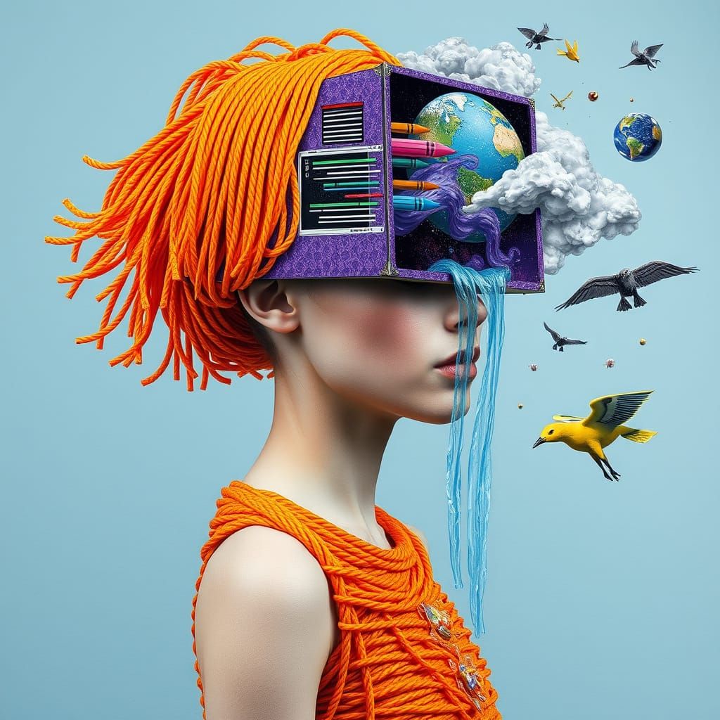 Surreal Fantasy Scene in Neon Aesthetic