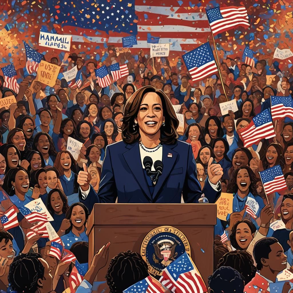 Kamala Harris Victory Speech: Digital Illustration