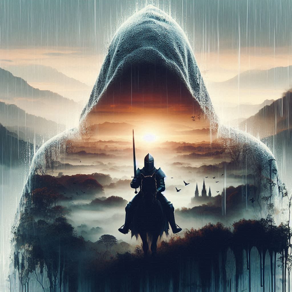 double exposure beautiful fantasy DALL-E 3 portrait landscap...