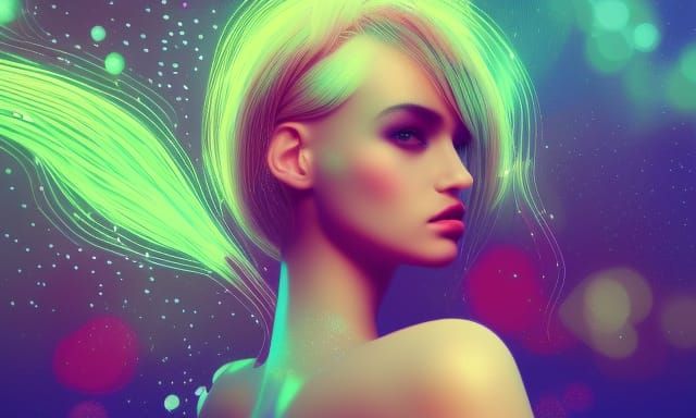 Gorgeous woman, soft sprks, pop surrealism, insanely detaile...