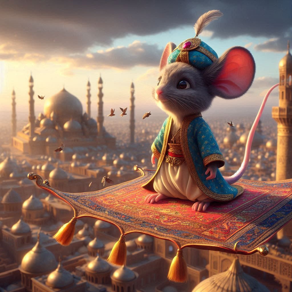 Aladdin Mouse on flying carpet