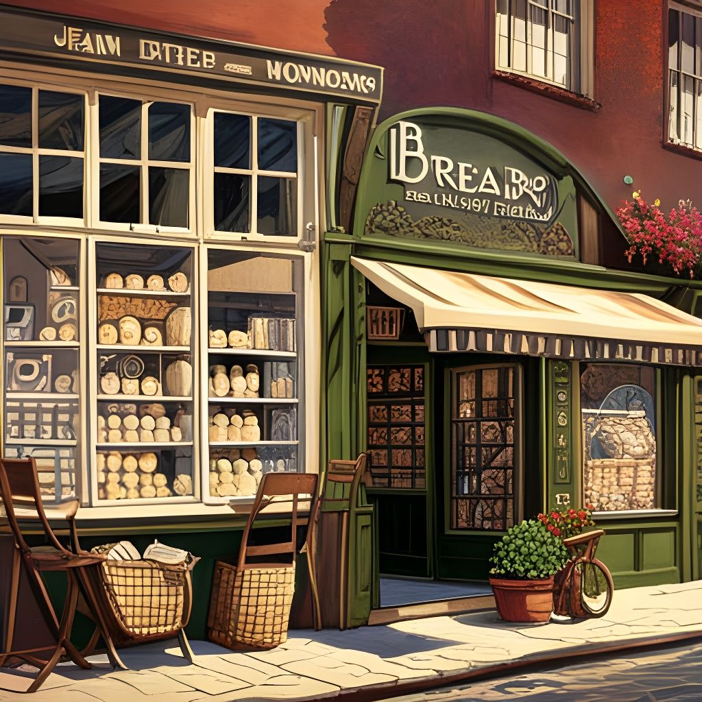 the windows of an old bakery