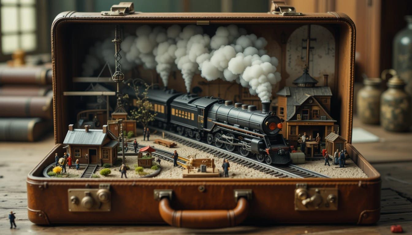 Catch a train in a suitcase