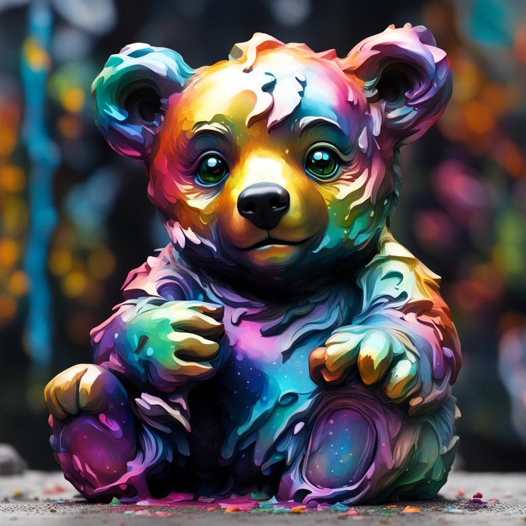 A statue of a cute bear cub  by @Lokky
