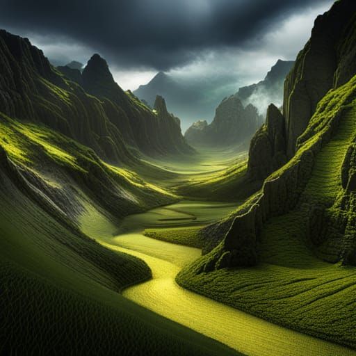 How green is my valley, amazingly hyperdetailed detailed mat...