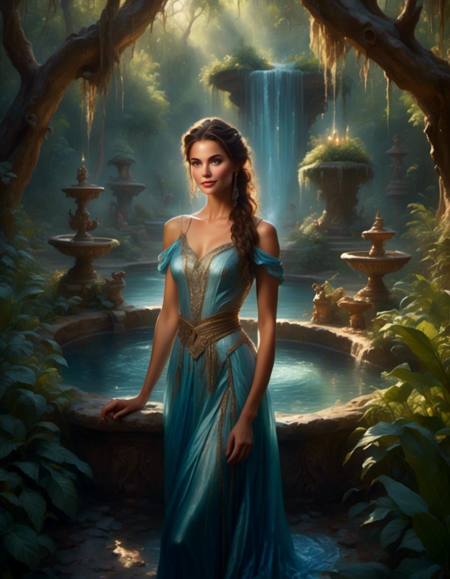 Enchanted Forest Woman in Henri Rousseau Style