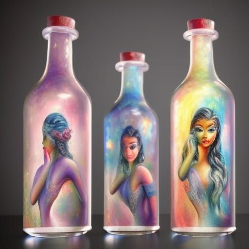 Genies in Bottles, Maybe? AI Generated Artwork NightCafe Creator