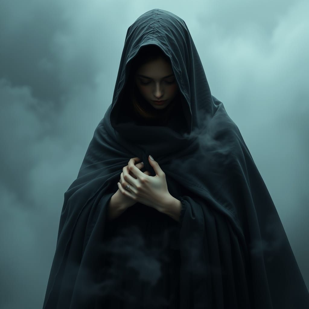 Mysterious Figure in Dark Fog