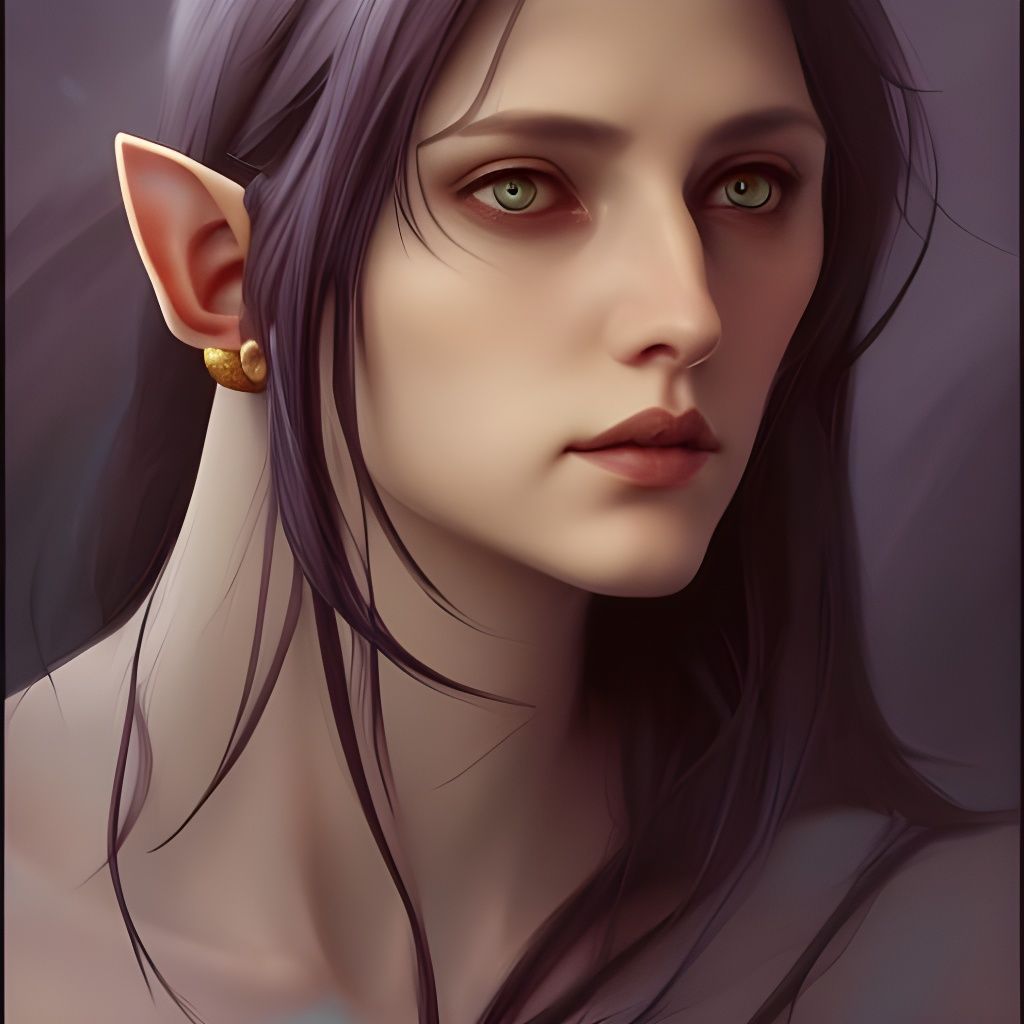 pointed ears, woman, dark hair, elf