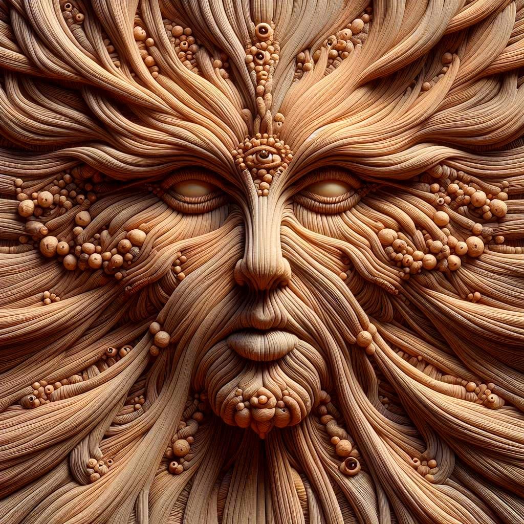 Stunning magnetic vision of an organic tapestry knitted with muscular fibers and eyes.