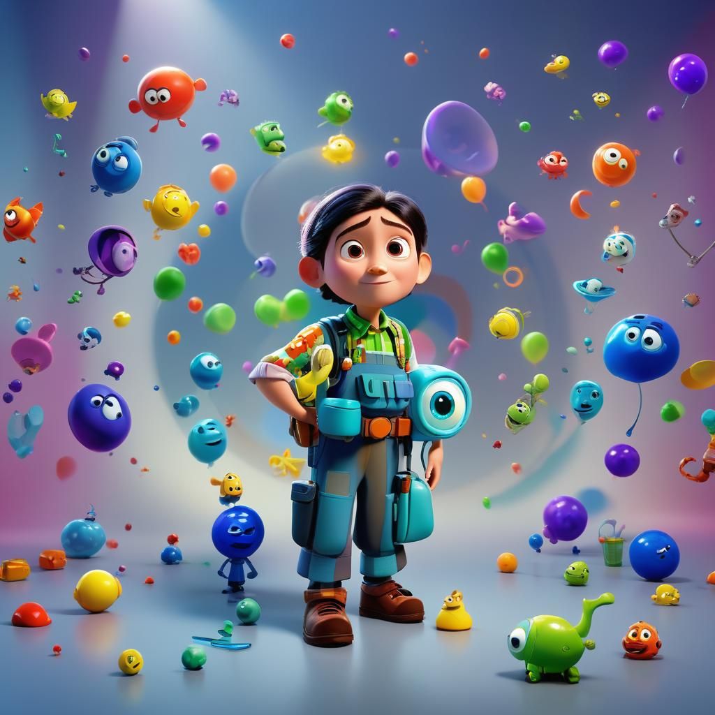 Boy Kisses Girl: Pixar-Style 3D Digital Art