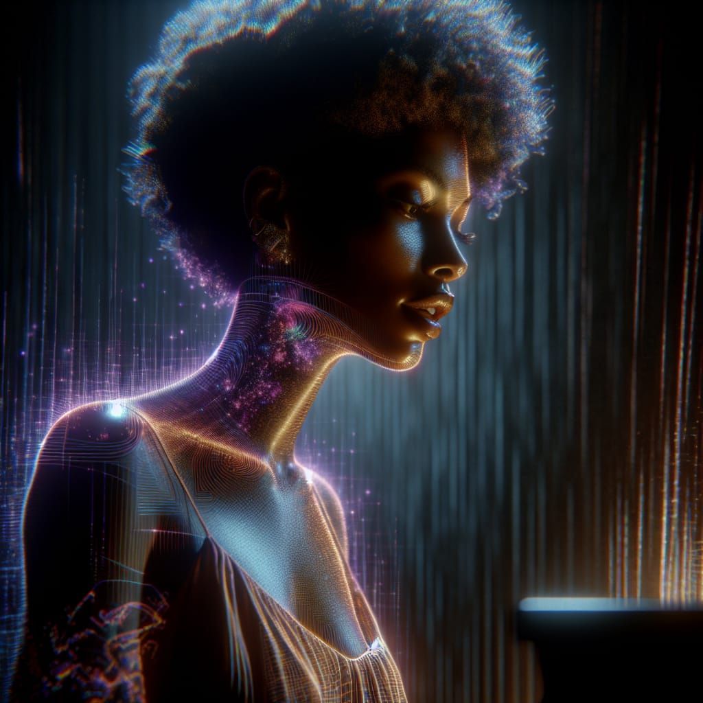 a picture of nina simone made with the style of Android Jones