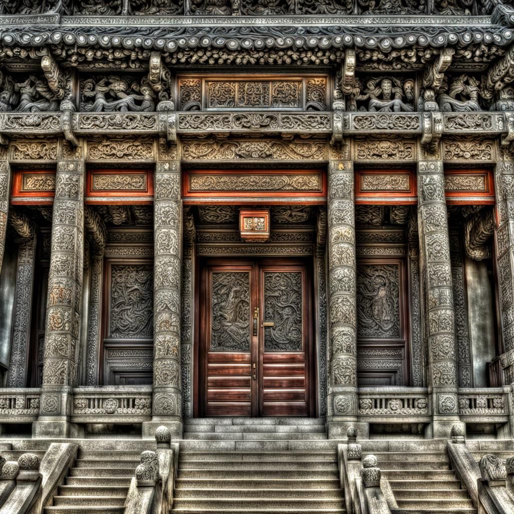 Surreal Court Building Sculptures in HDR