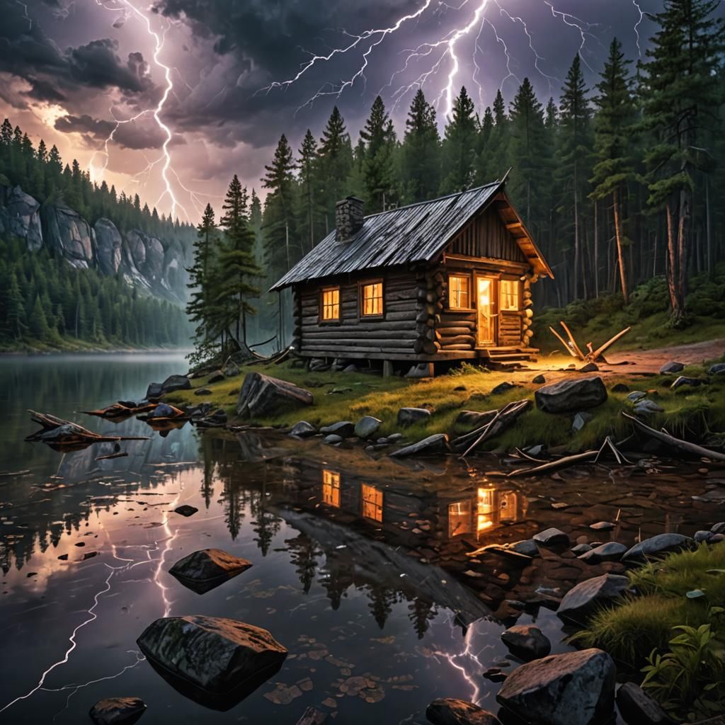 Thunderstorm on the lake