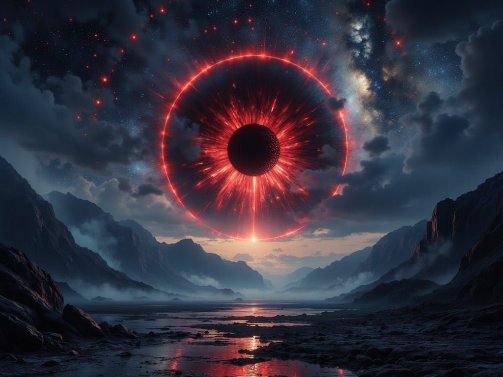 Masterpiece Monday
Daily Challenge #1110: El Vigía Carmesí del Firmamento