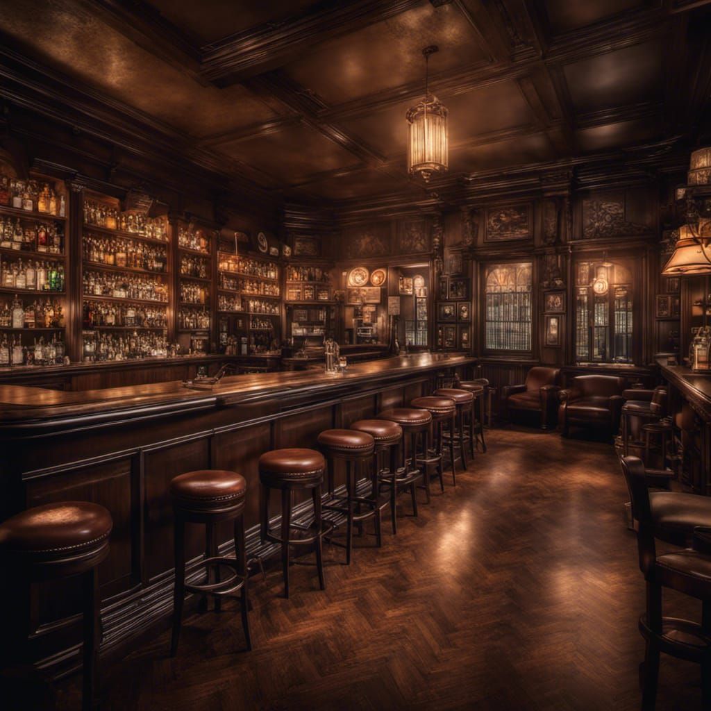 interior of a bar in a 1940s library style - AI Generated Artwork ...