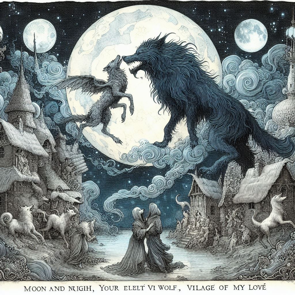 Poème de René Char Lunes et nuit, vous êtes un loup de velours noir, village, sur la veillée de mon amour