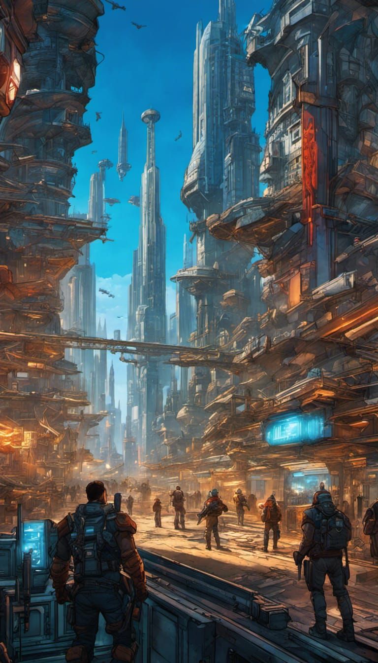 Sci-Fi cityscape - AI Generated Artwork - NightCafe Creator