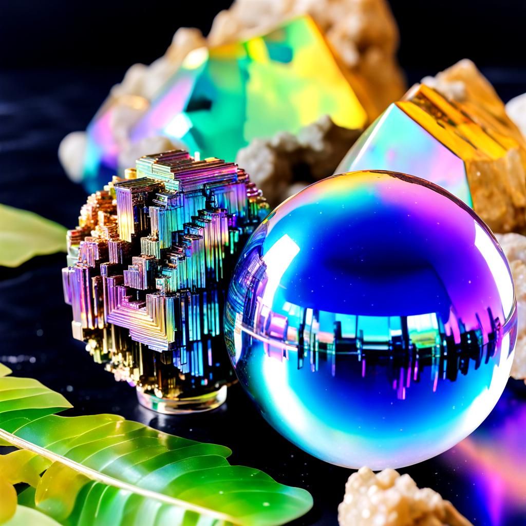 Iridescent Bismuth crystal orb