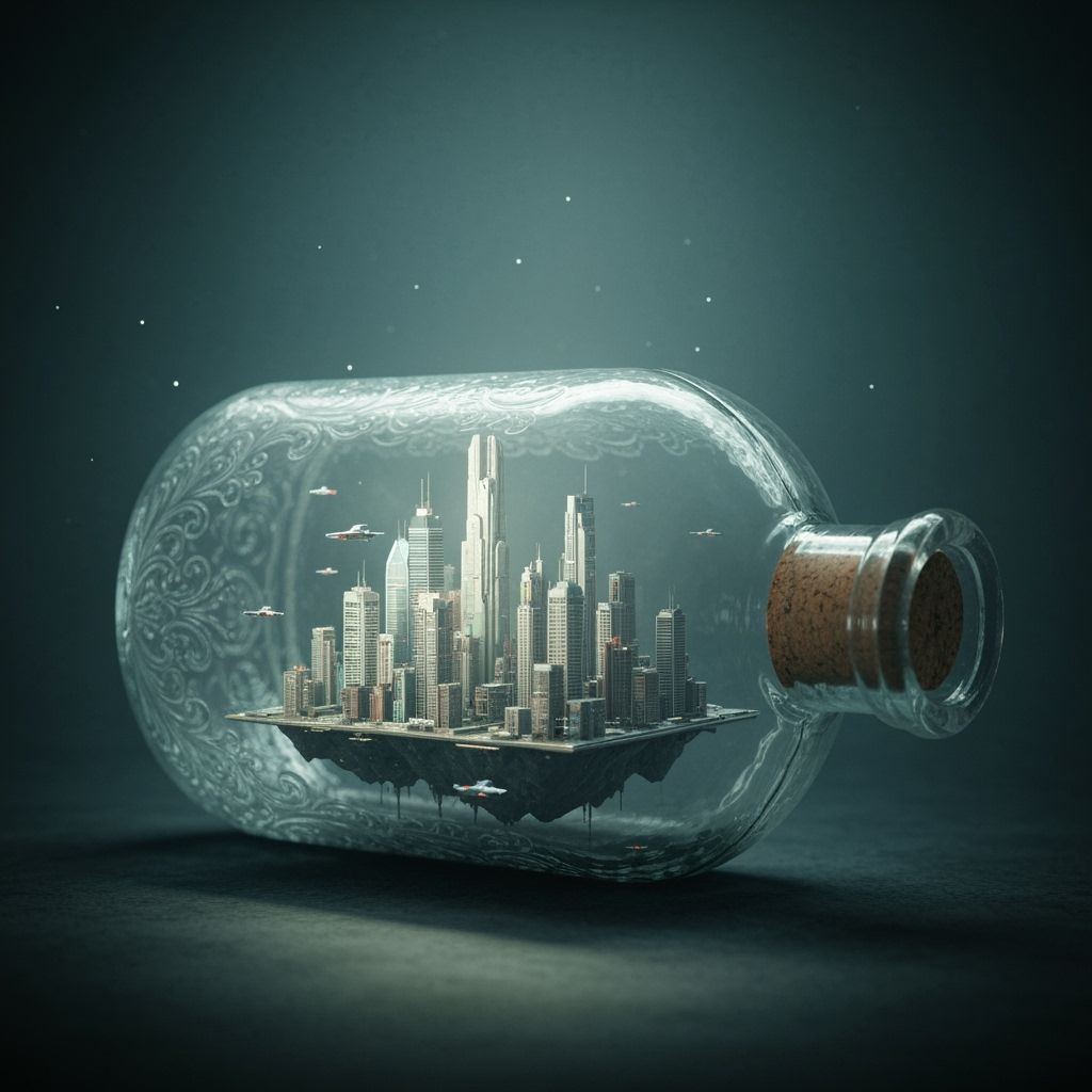 Futuristic City in a Bottle: Hyperrealistic Sci-Fi Art