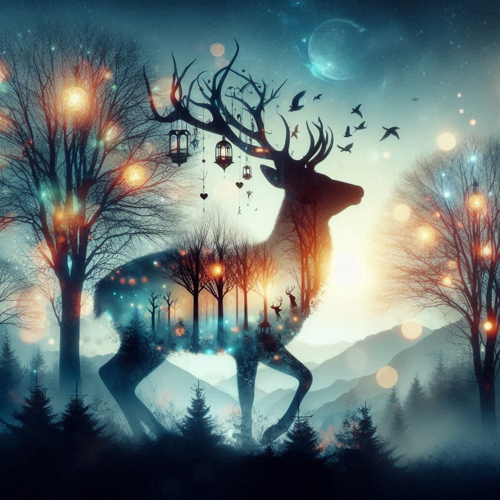 double exposure beautiful fantasy portrait landscape..