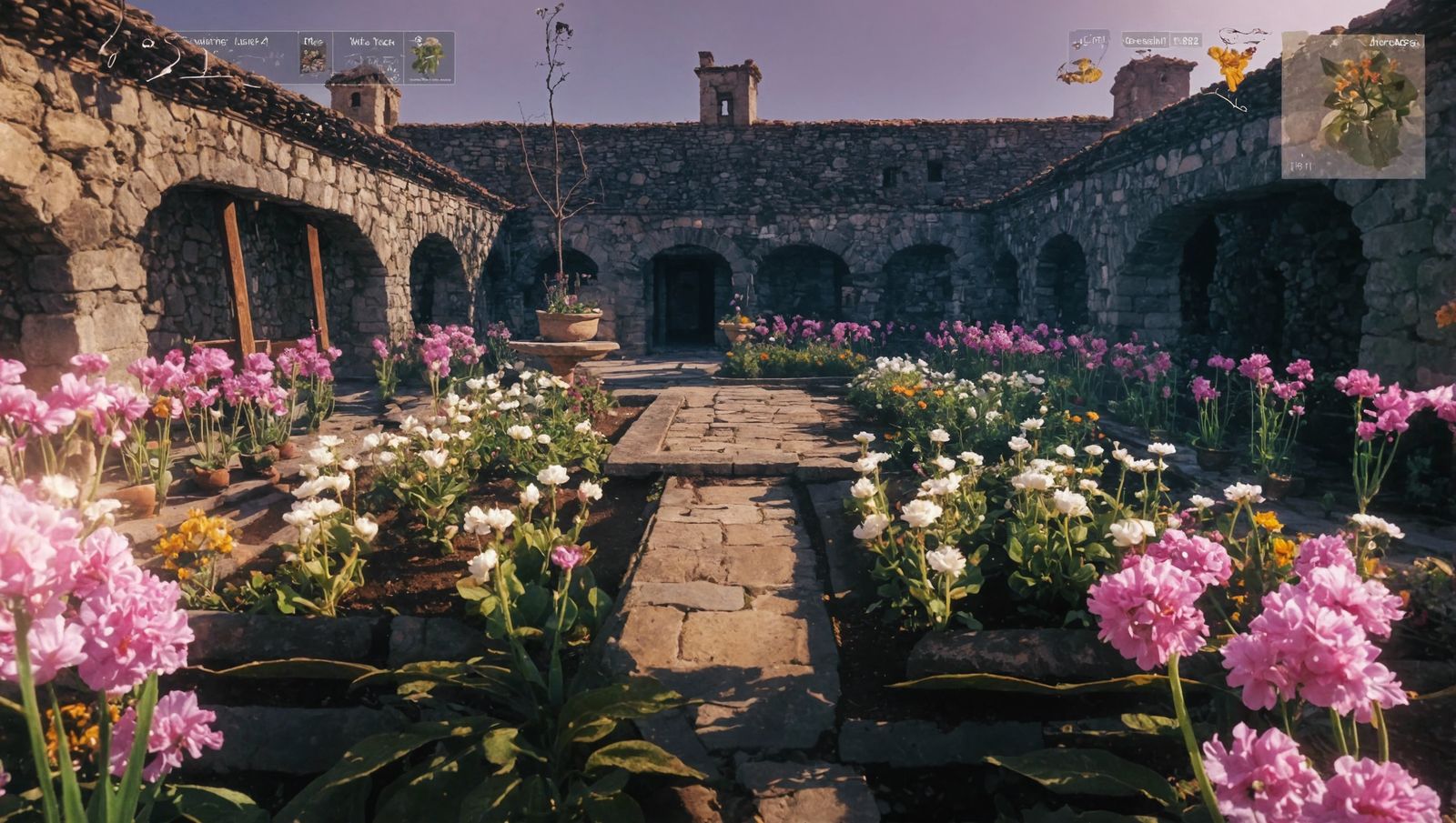 Flower garden in the peristylium of a roman villa