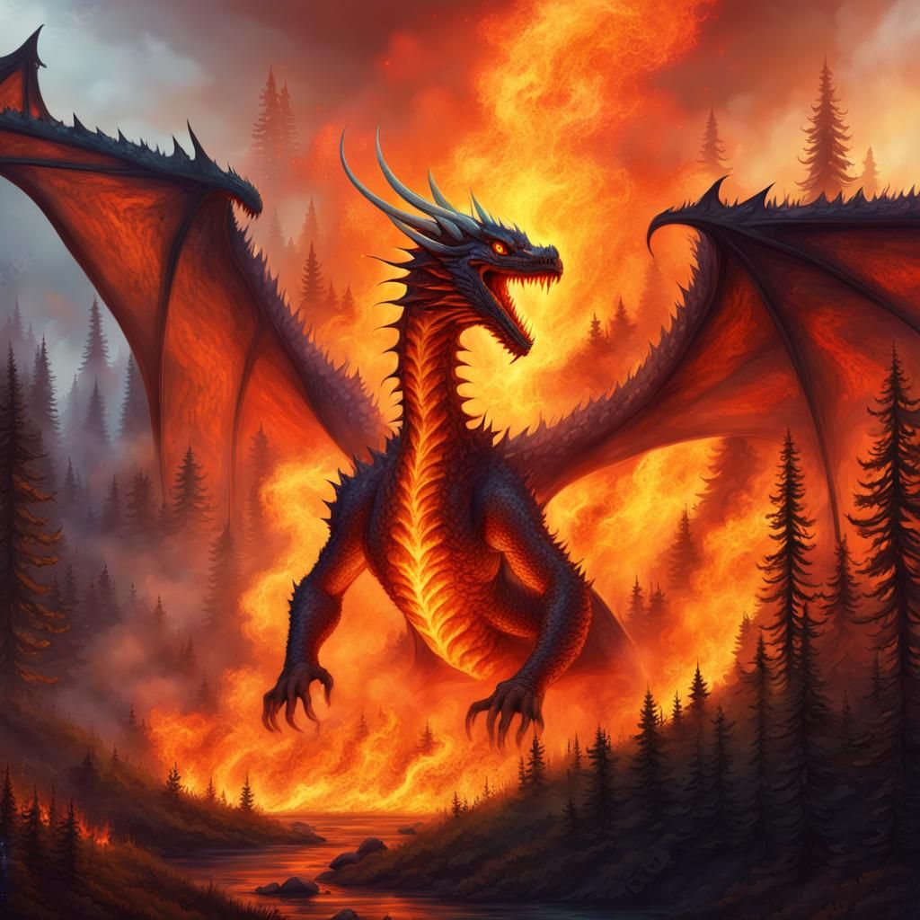 Fire dragon - AI Generated Artwork - NightCafe Creator