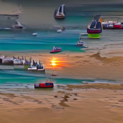 Sunset over St Ives with boats. 8k resolution beautiful
