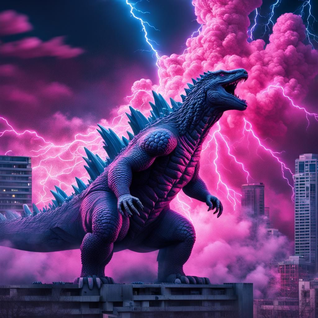 Vaporwave Godzilla  by @PFT Media