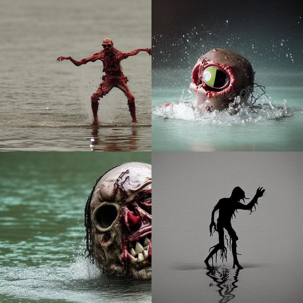 a zombie spin when in contact with water