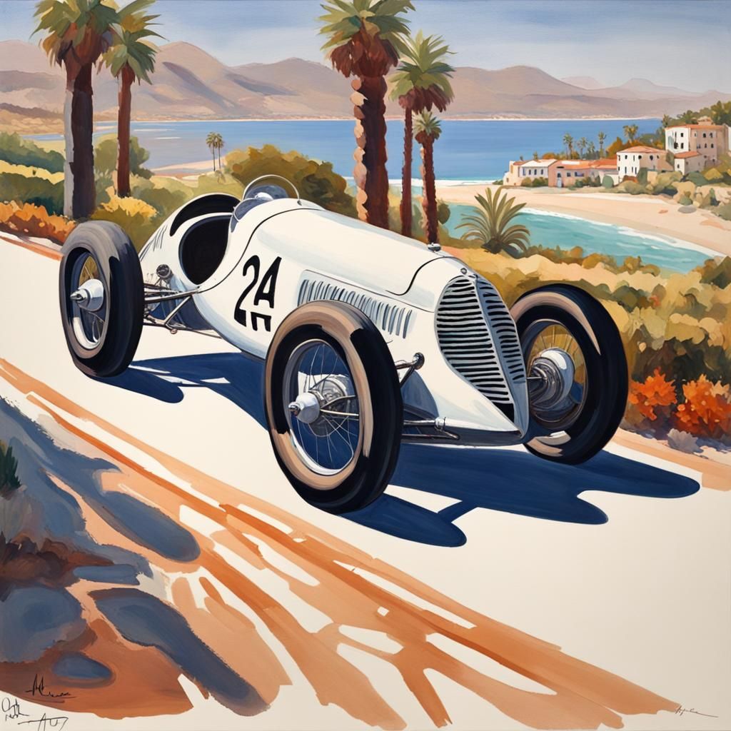 A 1937 Ford Race Car On The Pacific Coast - Ai Generated Artwork 