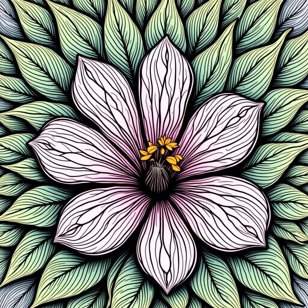  <lora:Line Art:1.0> coloured line art flower