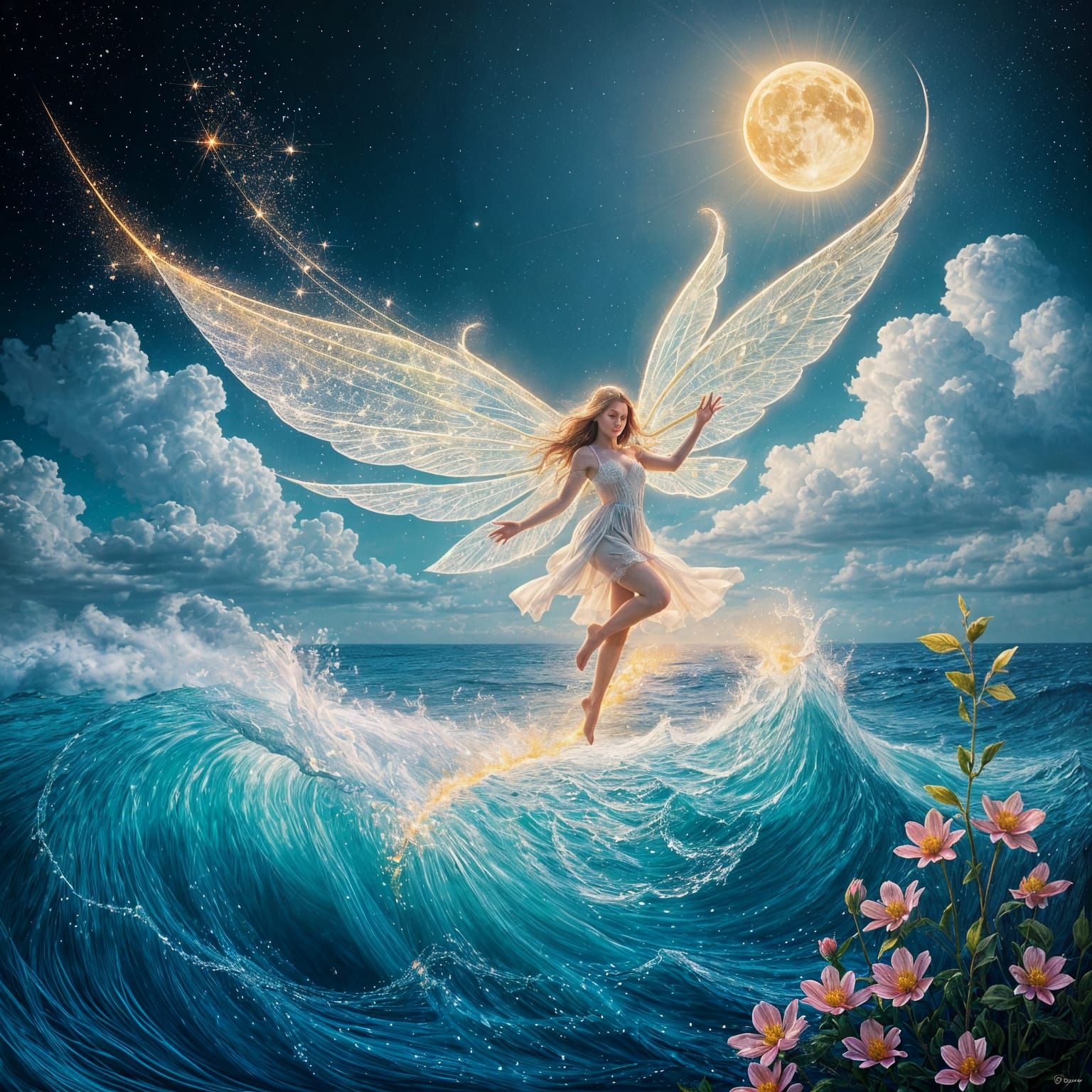 A Fairy with Huge Cosmic Wings