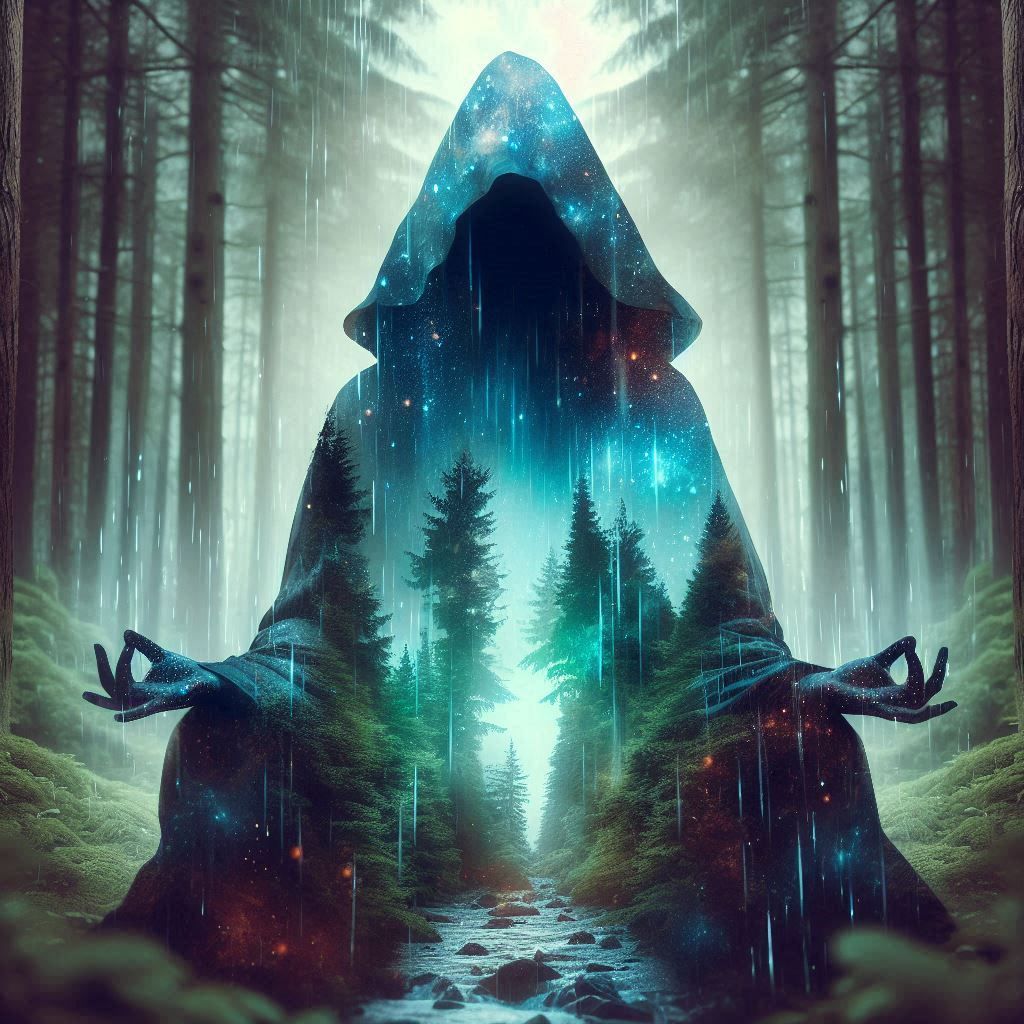 double exposure beautiful fantasy DALL-E 3 portrait landscape..