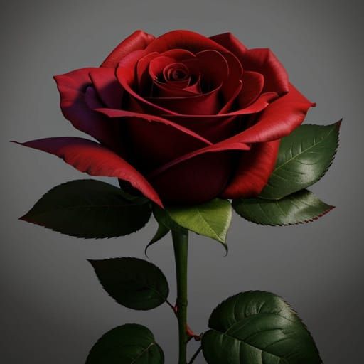 Close Up of a Perfect Red Rose in Digital Matte Painting