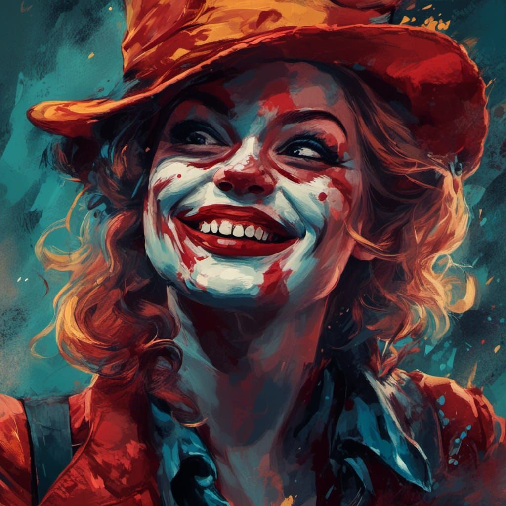 <lora:Film Noir 2D:1.0>
Laughing clown. Hyperrealistic, splash art, concept art, mid shot, intricately detailed, color depth, dramatic, 2/3...