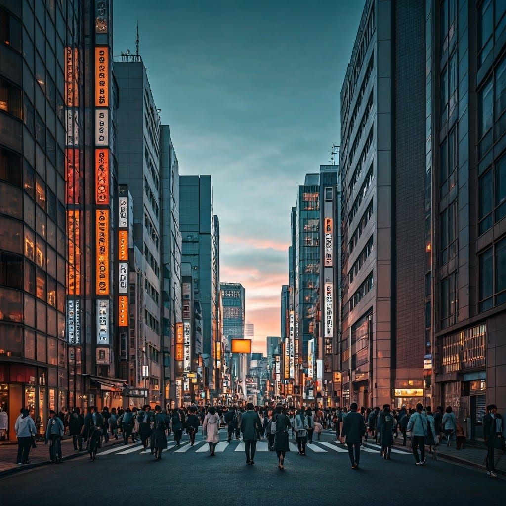 tokyo in japan with many people walking in the streets very ...