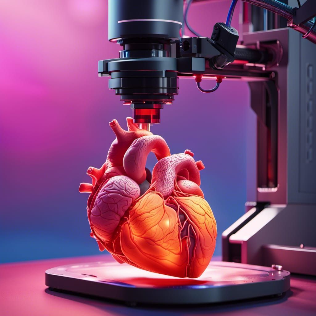 A biomedical 3D printer printing a human heart  by @Chris Stagg
