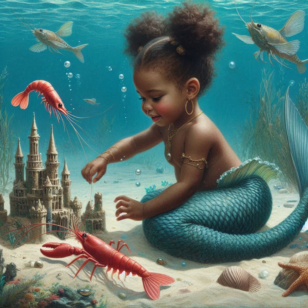 mermaid with sandcastle